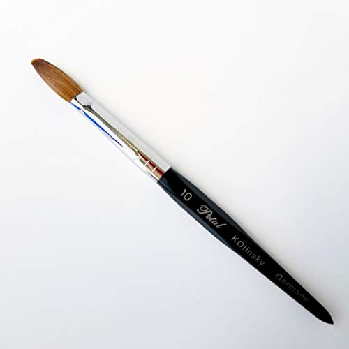 6 Angles Black Handle Petal Kolinsky Acrylic Nail Brush (Six Angles Back handle CRIMPED - Size 10)