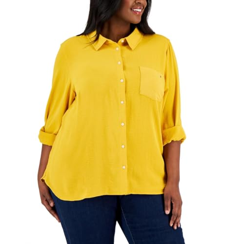 Chemise Femme Tommy Hilfiger à Manches Longues Rehaussables et Boutons
