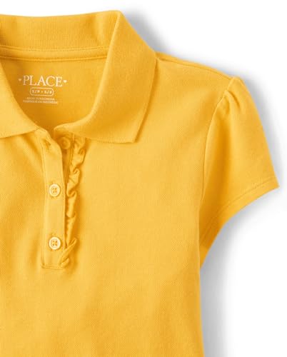 The Children's Place,Girls,Multipack Short Sleeve Ruffle Pique Polos,Yellow/Aurora Pink/White 3-Pack,X-Large3