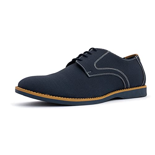 Image of Lazard by Khadim's Synthetic Leather TPR Sole Laser-Cut Navy Casual Casual Shoe for Men - Size 6