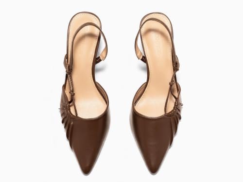 Image of Coutgo Womens Slingback Kitten Heels Closed Pointed Toe Pumps D'Orsay Wedding Party Dress Shoes