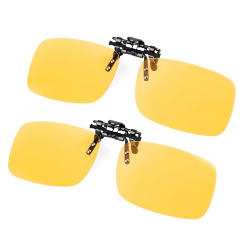 Clip On Night Driving Glasses Flip up Polarized Anti Glare Night Vision Glasses for Wearing Over Prescription Glasses