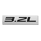 3.2L Black/Chrome Aluminum Alloy Auto Trunk Door Fender Bumper Badge Decal Emblem Adhesive Tape Sticker