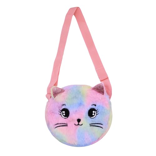Cute Cat Shoulder Bag for Women Small Flulffy Cat Crossbody Purse Animal Plush Satchel Cartoon Daypack Kawaii Purse