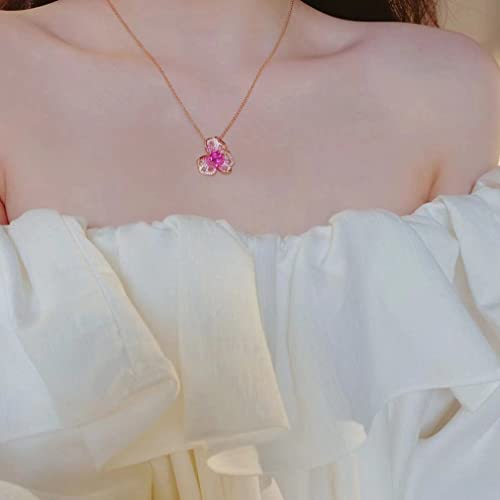 Collier fleur moissanite argent 925 et or rose pendentif pierre précieuse - 6