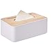 Aokyom Caja de Pañuelos,Portapañuelos de Papel Caja Pañuelos Madera Caja Pañuelos Papel Caja para Pañuelos de Papel Rectangular para Multifunción la oficina en casa baño decoración 23*13*10CM Blanc