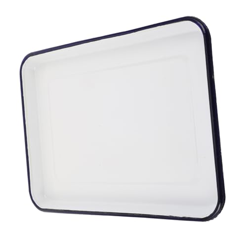 Plateau de cuisson rectangulaire émail blanc rétro NUOBESTY résistant pour le service à table