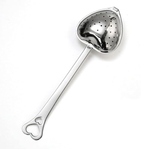 1Pc Silver Tea Strainers for Loose Tea Tea Infuser Heart Shaped Tea Filter Set Long Spoon Kitchen Mugs Diffuser with Handle Infuser Filter,Filters,Home Kitchen Spoon