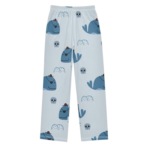 Whale Pirate Boys Pants Boys Athletic Pants Long Pant for Boywith Pockets Wide-Leg Size 6-14Y