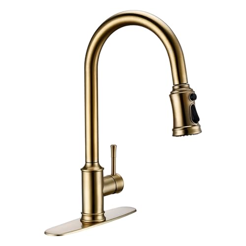 Grifo de cocina táctil dorado con sensor extraíble y placa de montaje 2