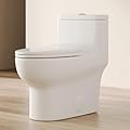 DeerValley DV-1F026Pro Elongated One Piece Toilet for Bathroom, Dual Flush 0.8/1.28 GPF Toilet with ADA Seat Height, Powerful & Quiet Modern White Toilet with Soft Close Seat, 12" Rough-In