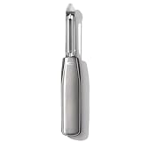 OXO オクソー 縦型 ピーラー タテ型 皮むき器 なめらかな曲線が美しい つや消しステンレス製 手が疲れにくい 軽い力でスルスル剥ける ステンレス刃 食洗機対応