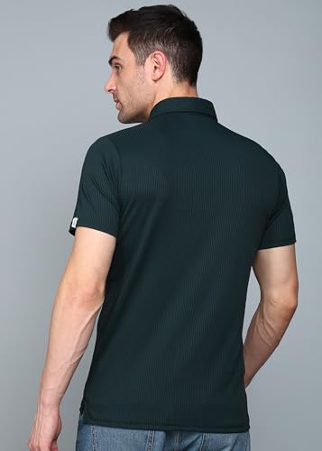 Image of INKKR Men Soild Polo Neck Texture T-Shirt