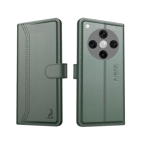 Image of AIBEX Compatible for Oppo Find X8 5G Flip Cover Leather Finish with Magnatic Closure | Inside TPU with Card Pockets | Wallet Stand | Complete Protection Flip Case -Green