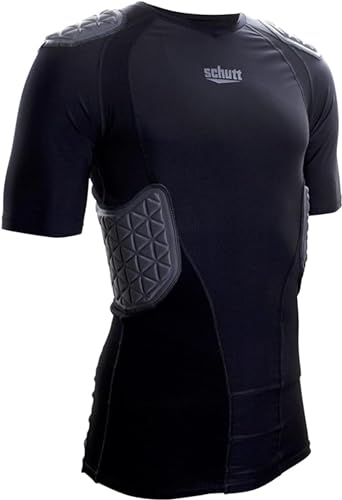 Schutt ProTech Youth All-in-One Football Padded Compression Shirt with Integrated Pads (US, Alpha, Small, Regular, Black)