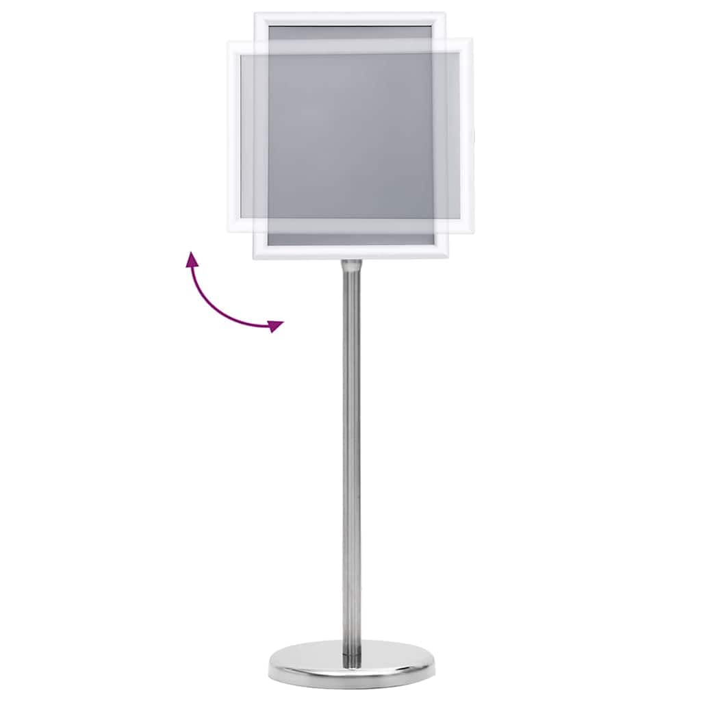 Lot de 2 supports d'affiches réglables en hauteur - Argenté - 32,7 x 24 x 108 cm - Cadre en aluminium pour intérieur et extérieur - Support rotatif avec design moderne pour foires et salles