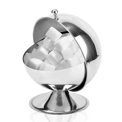 DOITOOL Stainless Steel Sugar Bowl with Lid, Sugar Dish with Roll Top Small Condiment Container for Salt, Candy, Coffee for Home and Kitchen Countertop or Coffee Bar