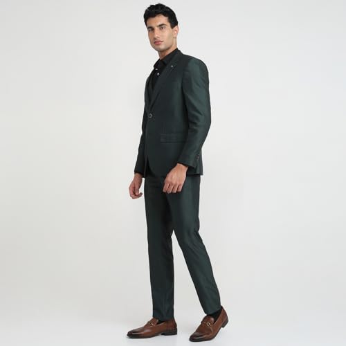 Image of Raymond Men Contemporary Fit Structure Pattern Terylene Rayon Blend Notch Lapel Full Sleeve Festive Suit