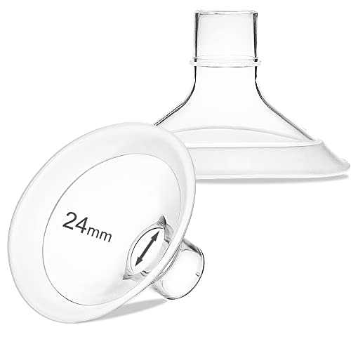 Image of PumpMom 24mm Breast Shields Breast Pump Flanges for Medela, Replace Flange Compatible with Medela Breast Pumps Personalfit Flex Breast Shields, 2pcs (Not Original Medela Pump Parts)