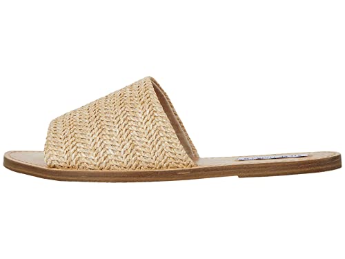 Steve Madden Steve Madden Grace Slide Sandals for Women – Almond Toe Silhouette – Easy Slip-on Style – Cushioned Footbed Natural Raffia 6.5 M