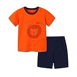 Ensemble d'été pour garçon avec t-shirt imprimé à manches courtes et short pour 2 à 7 ans, Orange, 12-18 mois