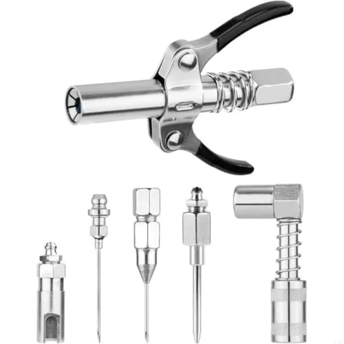 Kit embout pompe à graisse universel avec adaptateur 90 degrés et raccord aiguille 6 pièces