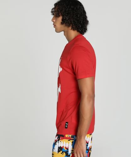 Puma Men's Printed Regular Fit T-Shirt (624821_for All Time Red