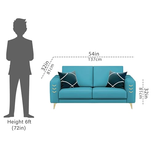 Image of Casaliving Falco 2 Seater Sofa Set for Living Room (Turquise Fabric) Premium Fabric Sofa