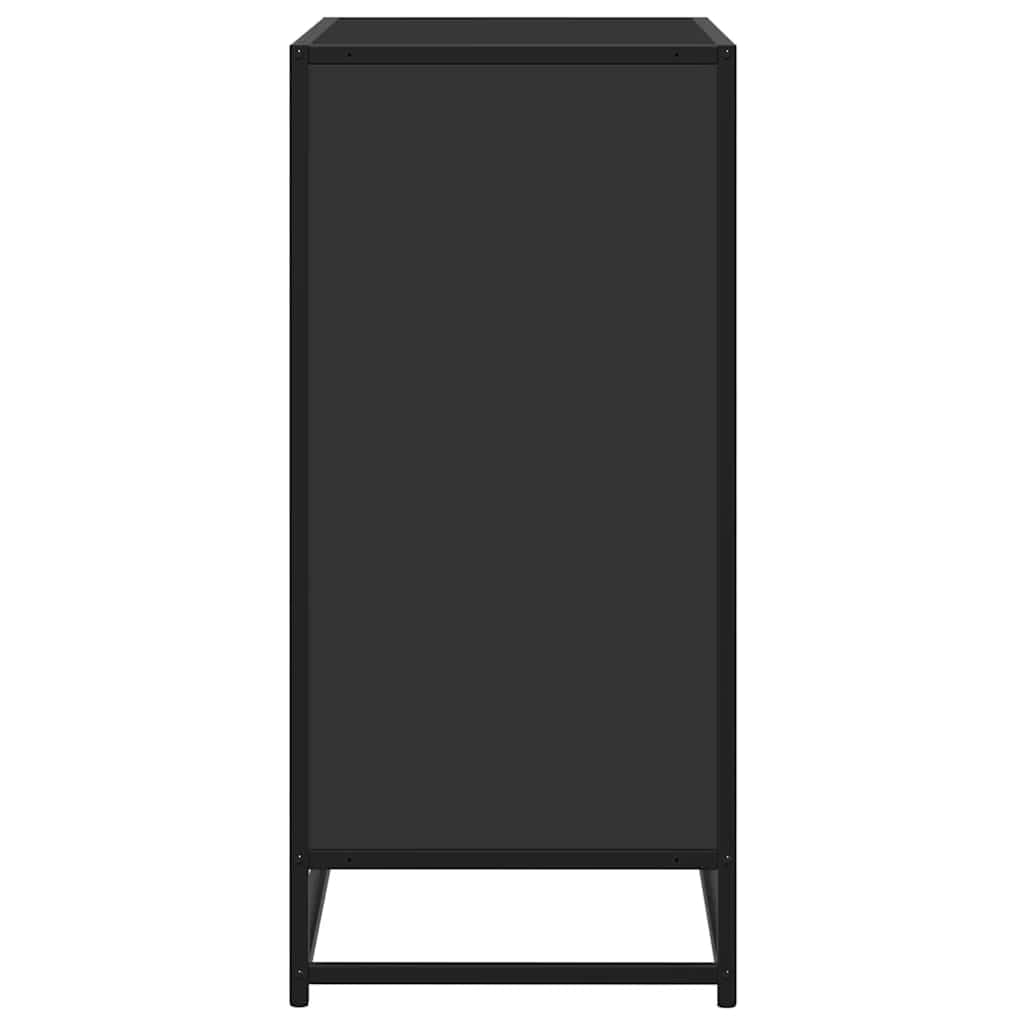Komoda z materiału drewnopochodnego i metalu, czarna, 68x35x76 cm, stabilna szafka z uchwytami, duża przestrzeń do przechowywania, nowoczesna szafka boczna do przedpokoju, sypialni, kuchni i biura