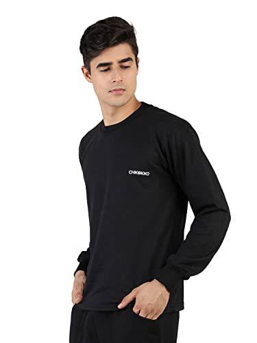 Image of CHKOKKO Men's Terry Cotton Loose Fit Full Sleeves Regular Fit T-Shirt