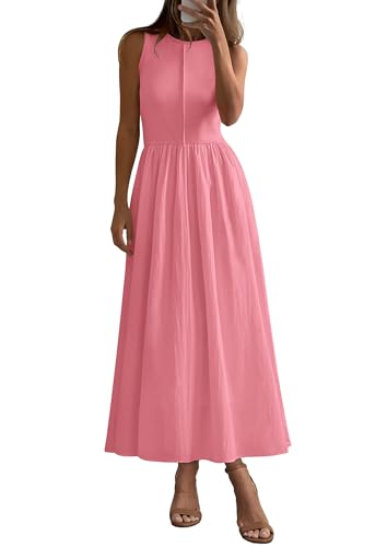 Image of PRETTYGARDEN Maxi Dresses for Women 2026 Summer Casual Sleeveless Patchwork Flowy Vacation Sundress Knit Long Work Tank Dress