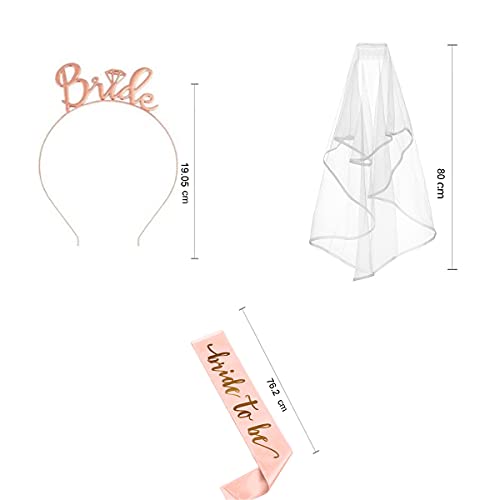 Bride to Be Sash and Hen Party Accessories Kit, Includes Sash, Tiara, Bride Veil with Comb - Image 4