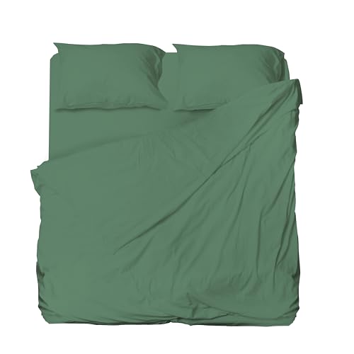 hermet Parure de lit Double en Microfibre, Sauge, Drap Plat, Drap Plat, 2 Places, 2 taies d'oreiller, Winner