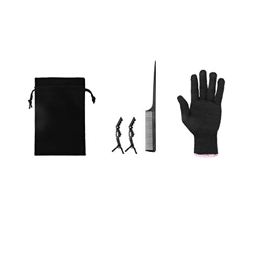 Culwad Lockenstab Salonkamm, Salon-Haarspangen, Handschuh, Aufbewahrungstasche für Glätteisen Haarglätter