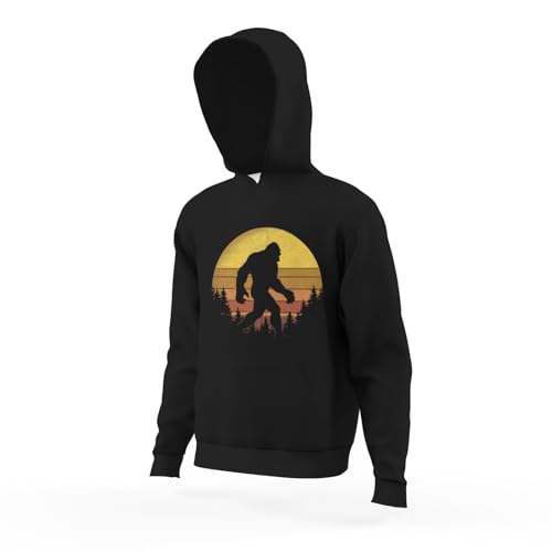 Kids Retro Bigfoot Believer Silhouette Sasquatch Hide And Seek Vintage Boys Girls Lightweight Kangaroo Pocket Hoodies4