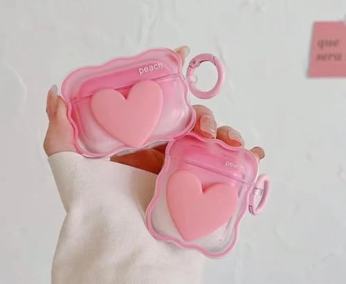 Image of Dezet Cute Soft Silicone Pouh Case for Airpods Pro GEN-2 (2022) � 3D Cartoon Animal Character Cover with Keychain Ring, Shockproof & Dustproof Protective Case for Kids & Girls (Heart Pink)