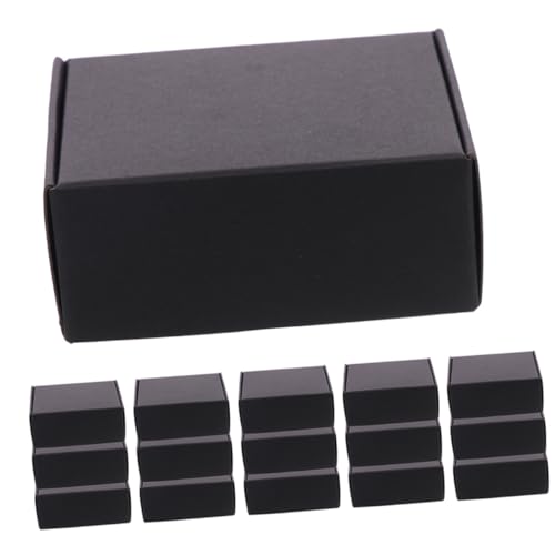 WOONEKY 25 piezas Caja de Embalaje de Papel Negra Resistente y Anticaída para Envíos y Paquetería con Diseño Reforzado para Uso Prolongado y Carga Segura