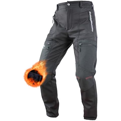 Men's Thermal Fleece Cycling Pants, Winter Waterproof Reflective Softshell Pants Warm Bicycle Riding Outdoor(as1, Alpha, m, Regular, Regular, Black&Red) Cover