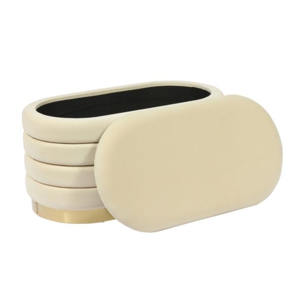 Woodilla Luxora Modern Velvet Storage Ottoman Bench, Cream with Gold Base, Upholstered Bench for Living Room, Entryway, Small Indoor Patio Bench for Balcony & Terrace, Comfy Ottomans - Cream-image-41