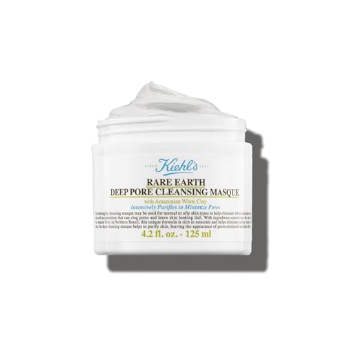 Kiehl's Rare Earth Mask - Pore Minimising Clay Mask for Oily Skin & Visible Pores - Cleanses Skin & Reduces Shine with Amazonian White Clay, 125Ml