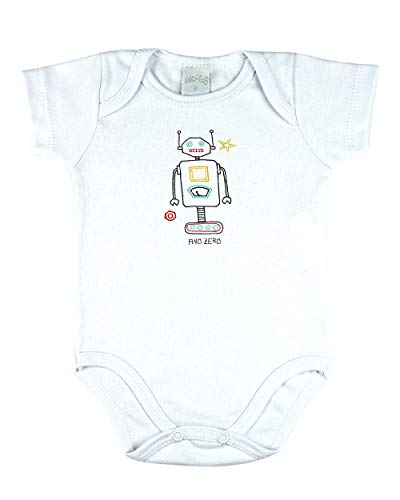 Conjunto Bebê Menino Suedine Estampado e Liso 3 Peças Robozinhos - Branco P