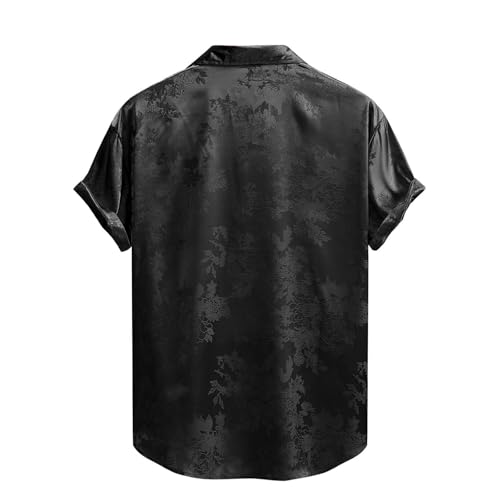 Mens Satin Button Down Shirt Silk Touch Graphic Summer Pajama Tops Lightweight Stay Home Lounge Shirts3