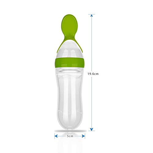 90ml Silicone Squeeze Bottle Spoon Feeder with Dust Cover for Baby Toddler Infant Rice Cereal Food Supplement (Color al azar)