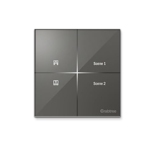 Image of Havells Crabtree iSense Smart Monoblock Touch Panel with 1 Curtain Controller & 2 Scene(Grey) I Compatible with 2M Gang Box I Mesh connectivity I Compatible with Alexa, Google Home