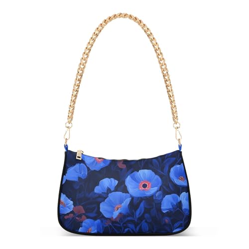 Bohemian Flowers Royal Blue trendy chain travel cross body bag