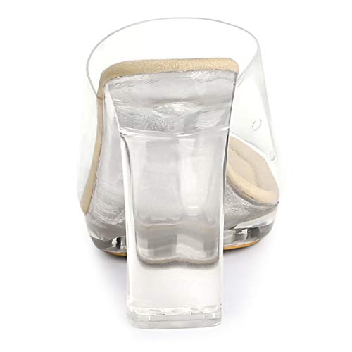 Allegra K Women's Clear Heel Platform Open Toe Chunky Heels Slides Sandals3