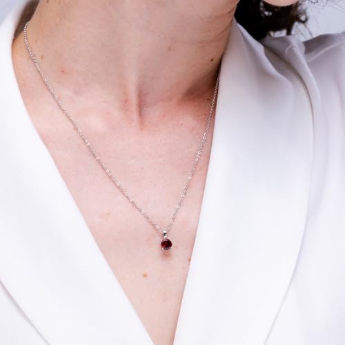 Angara Natural Garnet Round Solitaire Pendant Necklace for Women in Sterling Silver/14K Solid Gold/Platinum |January Birthstone Jewelry Gift for Her| Birthday| Wedding |Anniversary | Engagement4