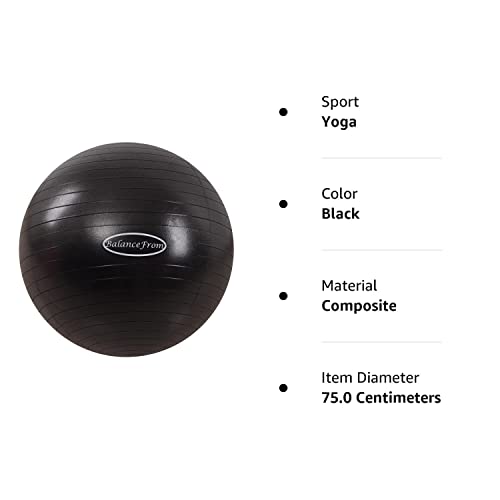 Balancefrom Anti-Burst And Slip Resistant Exercise Ball Yoga Ball Fitness Ball Birthing Ball With Quick Pump, 2,000-Pound Capacity, Black, 68-75Cm, Xl #TOP6