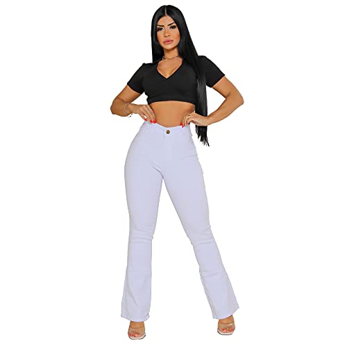Calça Jeans Feminina Branca Flare Enfermagem Cor:Branco;Tamanho:40