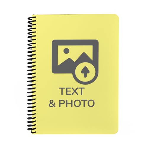 Wanapix | Cuaderno A4 Personalizado | Incluye 100 Hojas Cuadriculadas de 80 gr | Portada 250 gr personalizada con Foto, Logos, Texto o Diseños | Cuaderno con Espiral Negra | 100% Personalizado